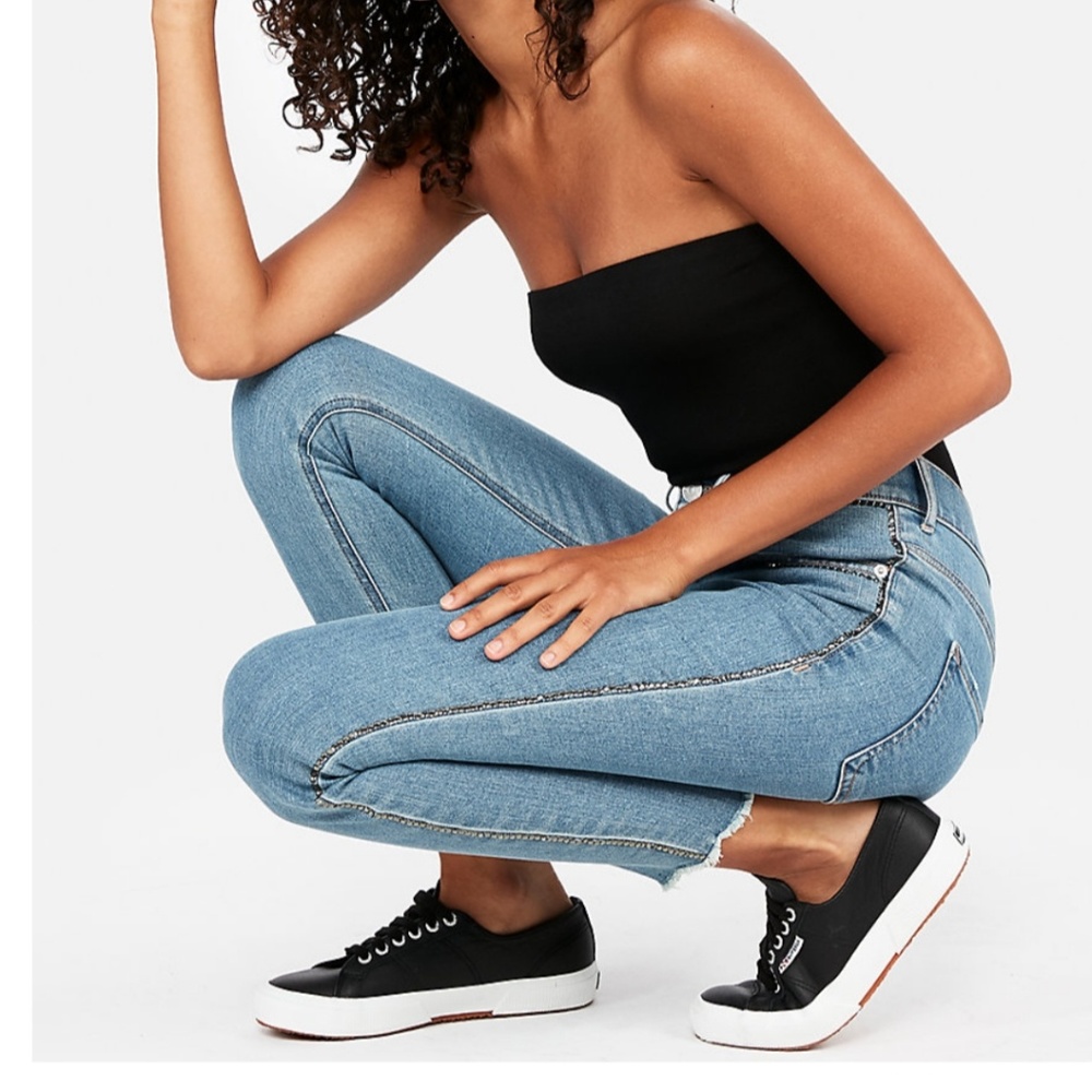 Must have denim legging, Bling all up & down